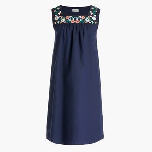 J.CREW embroidered dress extra small navy blue floral square neck XS.